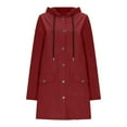 thumbnail image 4 of Fiaer,Womens Button down Oversized Lightweight Long Windbreaker Jackets,Women's Loose Fit Casual Trendy Waterproof Drawstring Outdoor Activity Hiking Tunic Tops with Pockets Red XL, 4 of 5