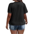 thumbnail image 7 of Tdoqot Womens Trendy Plus Size Tops- Casual Lace Short Sleeve Pleats Crewneck Summer Shirts Blouses Black Size L, 7 of 7