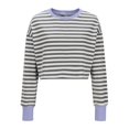thumbnail image 4 of Annhoo Cropped Sweatshirt for Women Fall Casual Long Sleeve Crewneck Striped Tops Loose Color Block Clothes, 4 of 5