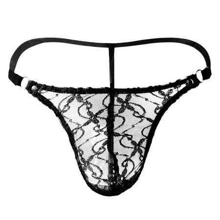 

UDAXB Lingerie Men s Sexy Lingerie Underwear Lace Mesh G-string Thongs Panties Briefs