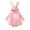 R96-Pink, variant on Baby Girl Easter Outfit Newborn Infant Ribbed Romper Dress Ruffle Short Sleeve Bunny Eggs Print Bodysuit With Headband Set 3-6 Months