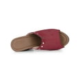 thumbnail image 4 of BLISSFUL STEP Women's Open Toe Platform Block Heel Slide Sandals Burgundy 10, 4 of 6