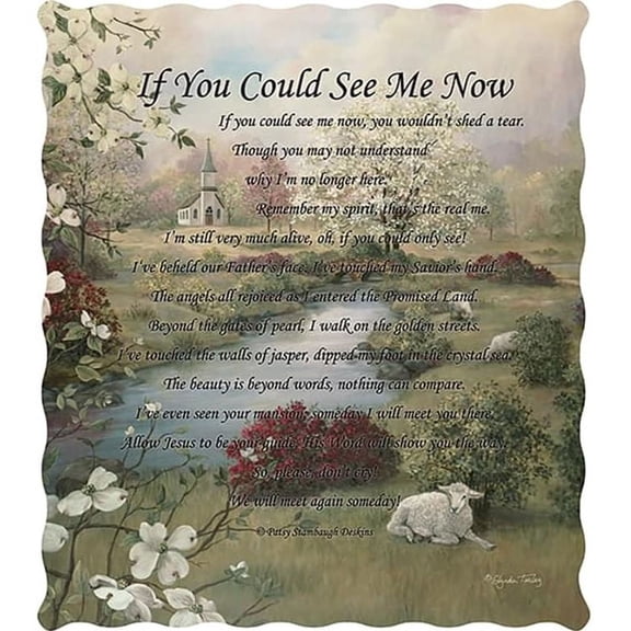 Loving Memories Memorial Gift Modern Knit Throw with Sympathy Poem Woven in Blanket, 50" x 70"