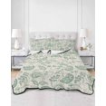 thumbnail image 3 of Green Spring Floral Full Size Down Alternative Comforter, Lightweight Comforter Quilt Bedding Set with Pillow Shams Summer Botanical Vintage Farmhouse All Seasons Bed Comforter Duvet Insert 78"x90", 3 of 7