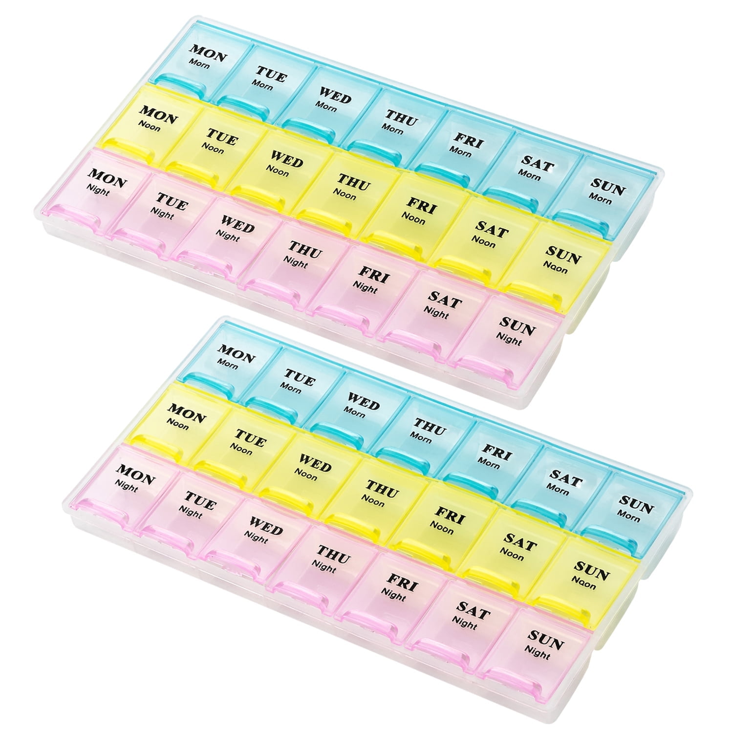 MEDca Weekly Pill Organizer (2 Pack) – 21-Day Stackable Pill Case, Plastic
