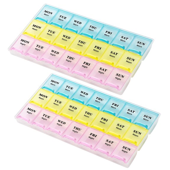 MEDca Weekly Pill Organizer (2 Pack) – 21-Day Stackable Pill Case, Plastic