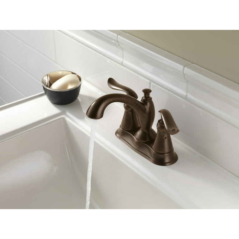 Delta Linden Two Handle Centerset Bathroom Faucet with Metal Drain