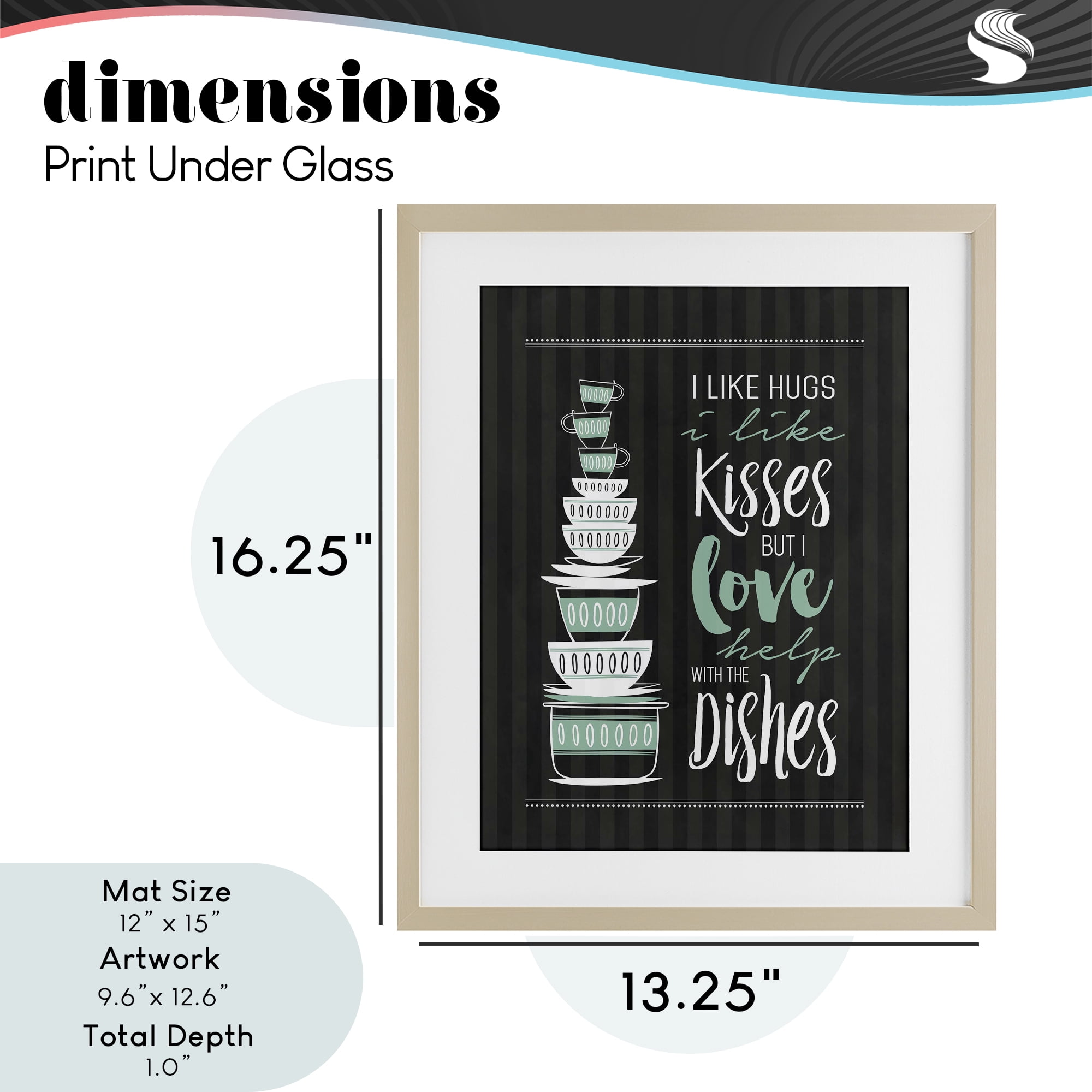 Love Help With Dishes Birch Framed Print Under Glass, design by Lettered and Lined
