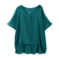 thumbnail image 6 of Endives Women's Summer Short Sleeve Solid Casual Loose Linen Top T-Shirts for Women, 6 of 7