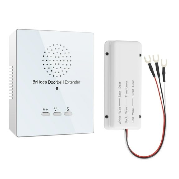 Doorbell Extender, Briidea Doorbell Extender for Wired Doorbell, Converts Your Existing Wired Doorbell into Wireless Door Bell, 21 Melody to Choose, 500' Range 105dB for Garage Basement