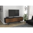 thumbnail image 2 of Polifurniture Laos Modern Wood TV Stand with Cabinet and 2 Drawers for TVs up to 79", Dark Brown & Black, 2 of 10