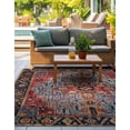 thumbnail image 3 of Unique Loom Outdoor Traditional Collection Area Rug - Regal (10' Square Rust Red and Blue/Yellow), 3 of 10