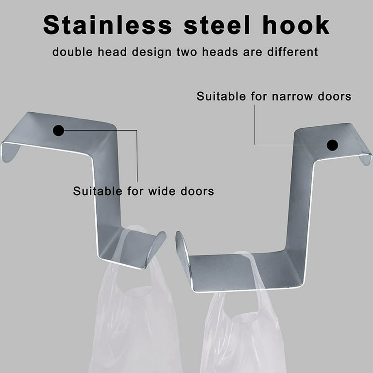 7 Pack Over The Door Hooks,Free Moving Adjustable Stainless Steel Hooks,Z-Shaped  Reversible Door Hanger For Hanging Clothes, Towels, Coats And More (Silver)  