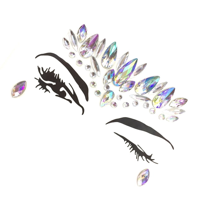 Qarigey Joyas para la cara de los ojos, pegatinas autoadhesivas de diamantes de imitación, joyería geométrica, decoraciones para uñas DIY, Tratamientos faciales Blanco