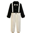 thumbnail image 1 of Odeerbi Niños 3 Pcs Caballero Traje Formal Vestido Camisa + Pantalones de Traje de Suspensión + Corbata de Palo Trajes de Boda Conjunto, 1 of 4