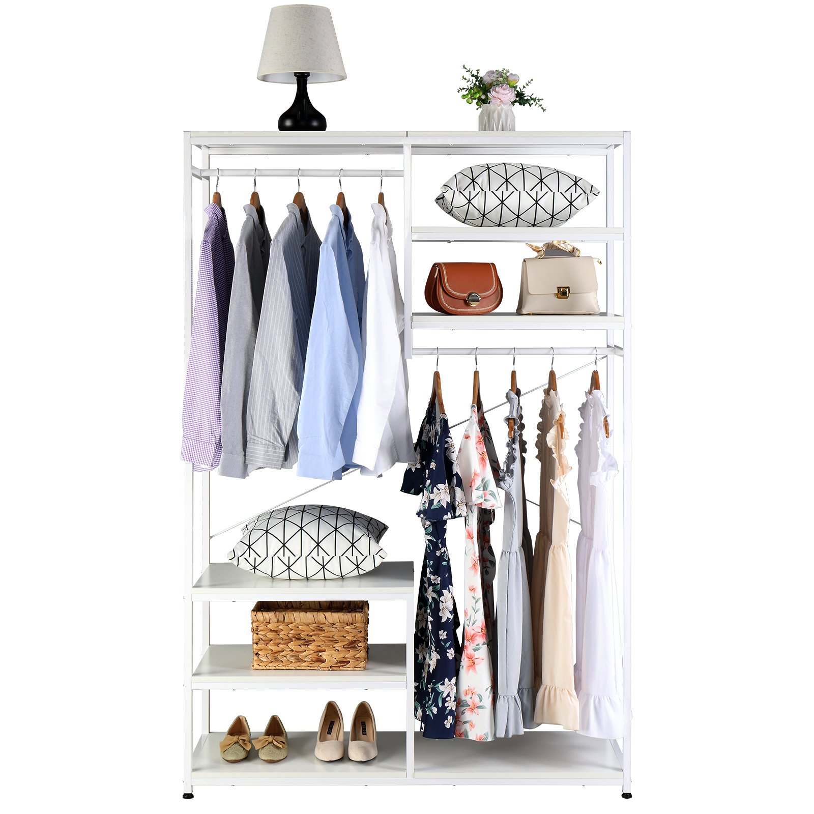 Stand Alone Wardrobe Organizer, Double Suspender Wardrobe Hanger And