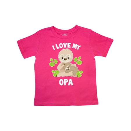 

Inktastic Cute Sloth I Love My Opa with Green Leaves Gift Toddler Boy or Toddler Girl T-Shirt