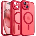 thumbnail image 1 of Funda Magnética para iPhone 15, Cubierta Mate Translúcida a Prueba de Golpes - Rojo, 1 of 7