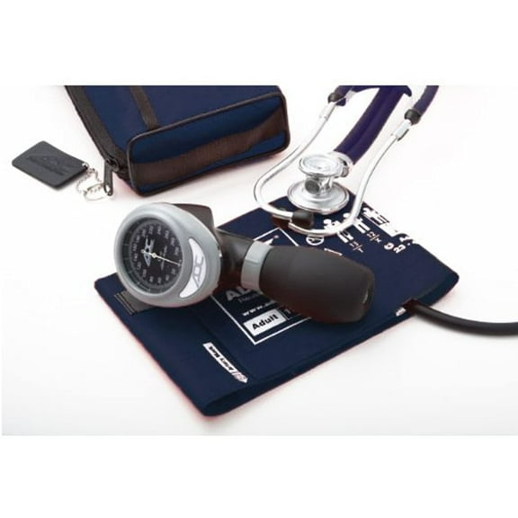 ADC Pro's Combo I Adult Pocket Aneroid/Scope Set with Prosphyg 788 Blood Pressure Sphygmomanometer, Adscope Sprague 641 Stethoscope, and Matching Nylon Carrying Case, Navy