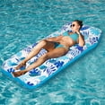 thumbnail image 5 of 2-Piece Float Set Lounger Inflatable Pool Floats, Translucent Adult Inflatable Reclining Chair, Pedal and Cup Holder, White and Blue, 5 of 7