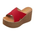 thumbnail image 3 of Mostsola Platform Slippers for Women Slip on Sandals Cross Strap Wedges Heels Casual Summer Heels, 3 of 9