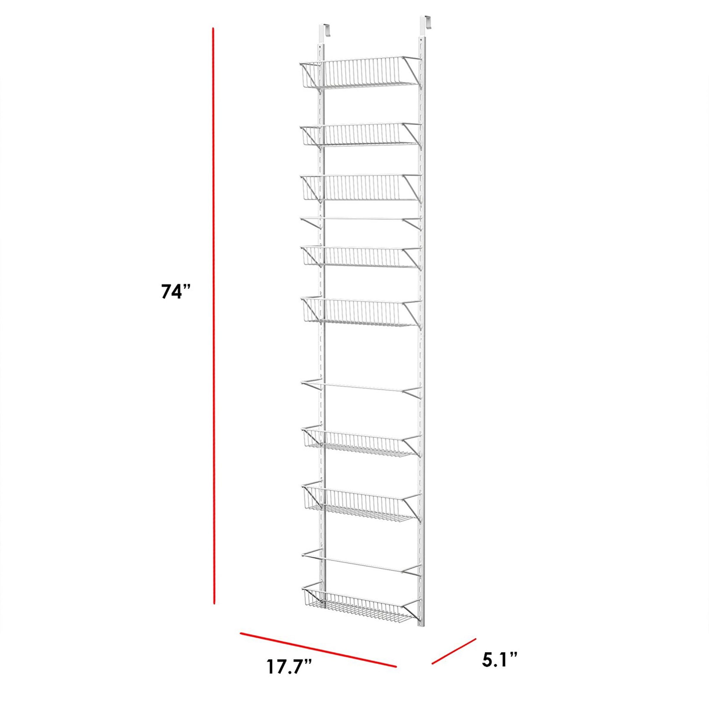 Home-Complete 9-Tier Over the Door Organizer with Adjustable Shelves, White