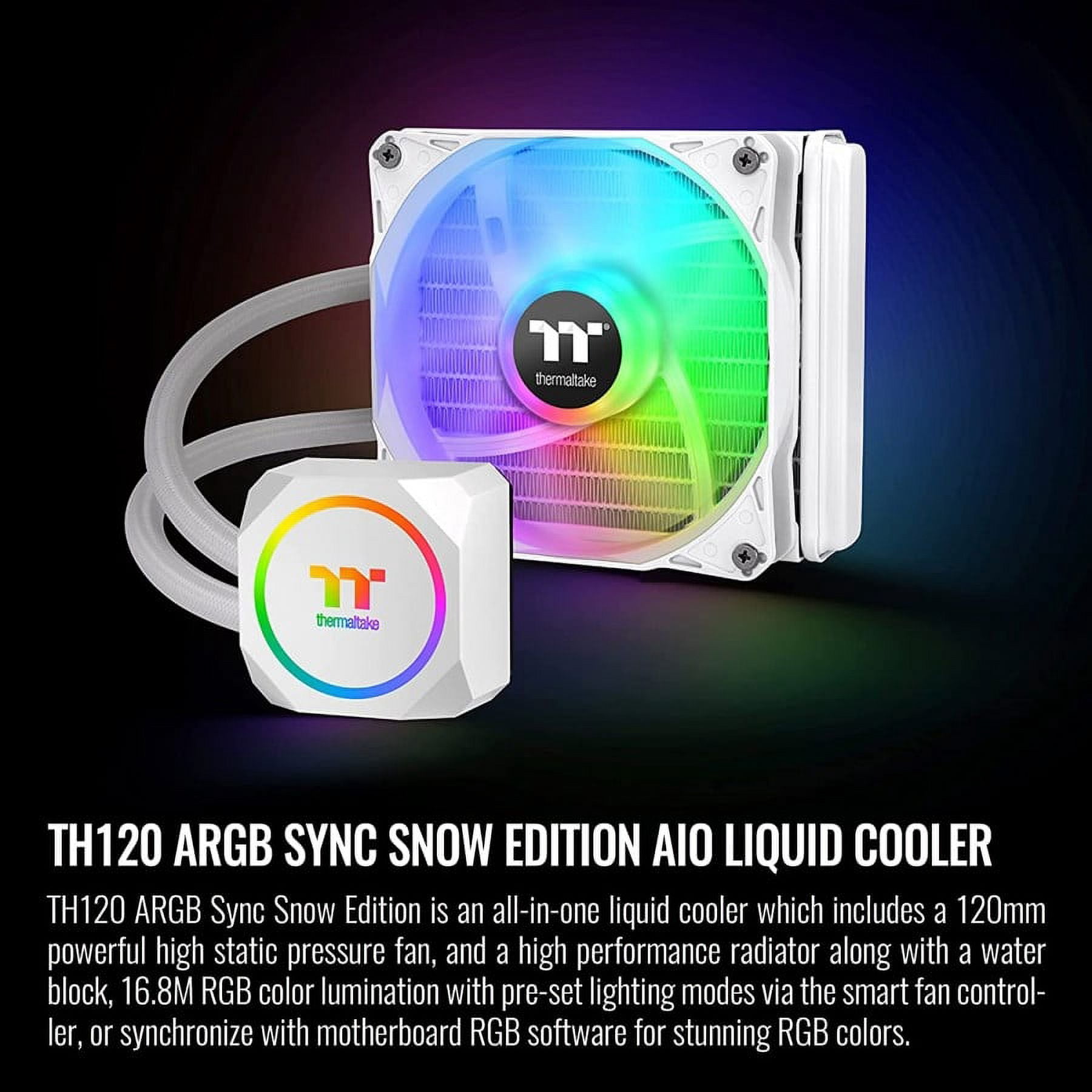 Thermaltake TH120 ARGB All-in-One Liquid Cooling System CPU Cooler, White