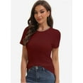 thumbnail image 3 of Women's Basic Solid Active Soft Short Sleeve Crew Neck Top T-Shirts, 3 of 6