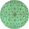 thumbnail image 1 of Ahgly Company Machine Washable Indoor Round Persian Turquoise Blue Traditional Area Rugs, 3' Round, 1 of 4