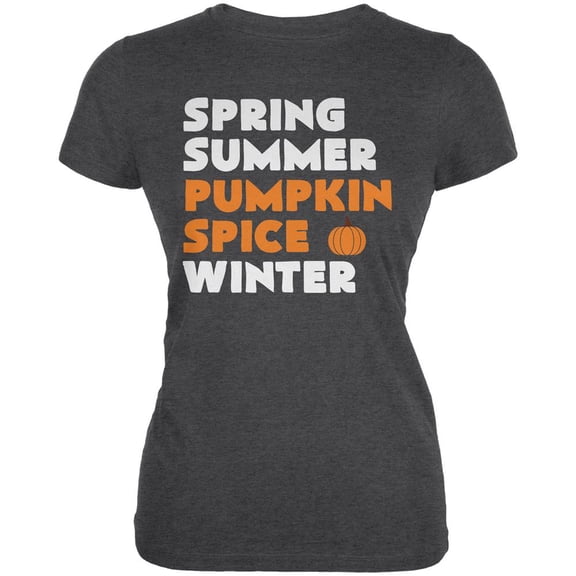 Spring Summer Pumpkin Spice Dark Heather Juniors Soft T-Shirt - Medium
