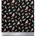thumbnail image 1 of Soimoi Black polyester Crepe Fabric Bird & Feather Print Sewing Fabric Yard 42 Inch Wide, 1 of 5