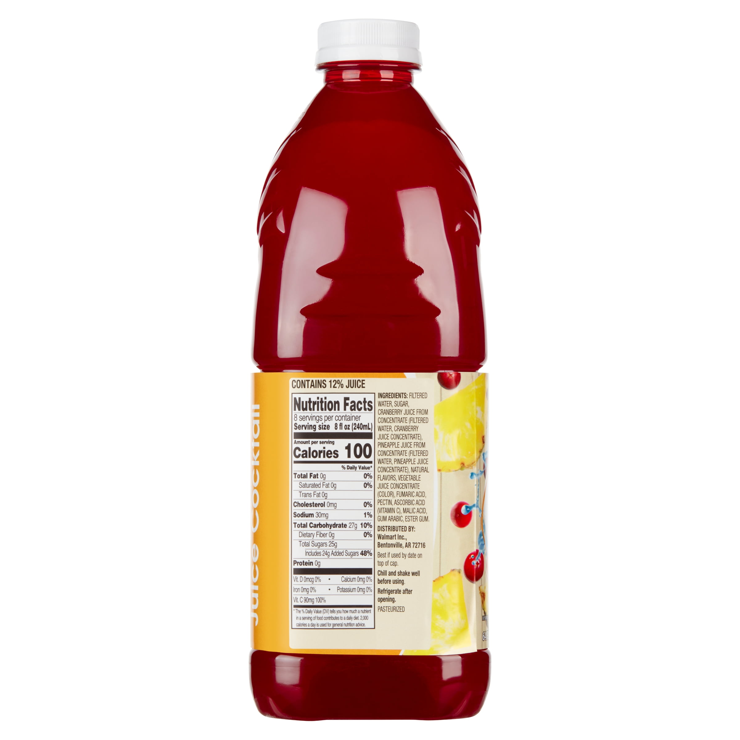 (6 pack) Great Value Cranberry Pineapple Juice Cocktail, 64 fl oz (Shelf Stable)