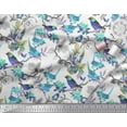 thumbnail image 2 of Soimoi Georgette Viscose Fabric Floral & Sparrow Bird Print Fabric by The Yard 42 Inch Wide, 2 of 3