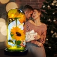 Artificial Sunflower in Glass Dome Ideal Gift for Her, Mom, Birthday