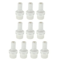 Plastic Hose Barb Fitting 0.5" 1/2"G Male Thread Straight Pipe Connector White 10 Pcs