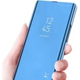 thumbnail image 4 of Samsung Galaxy A22 5G (Not 4G) Makeup Mirror Phone Case,Luxury Clear View Smart Window Screen Display Case Support Wireless Charging Flip Phone Cover for Samsung Galaxy A22 5G QH Purplish Red, 4 of 14