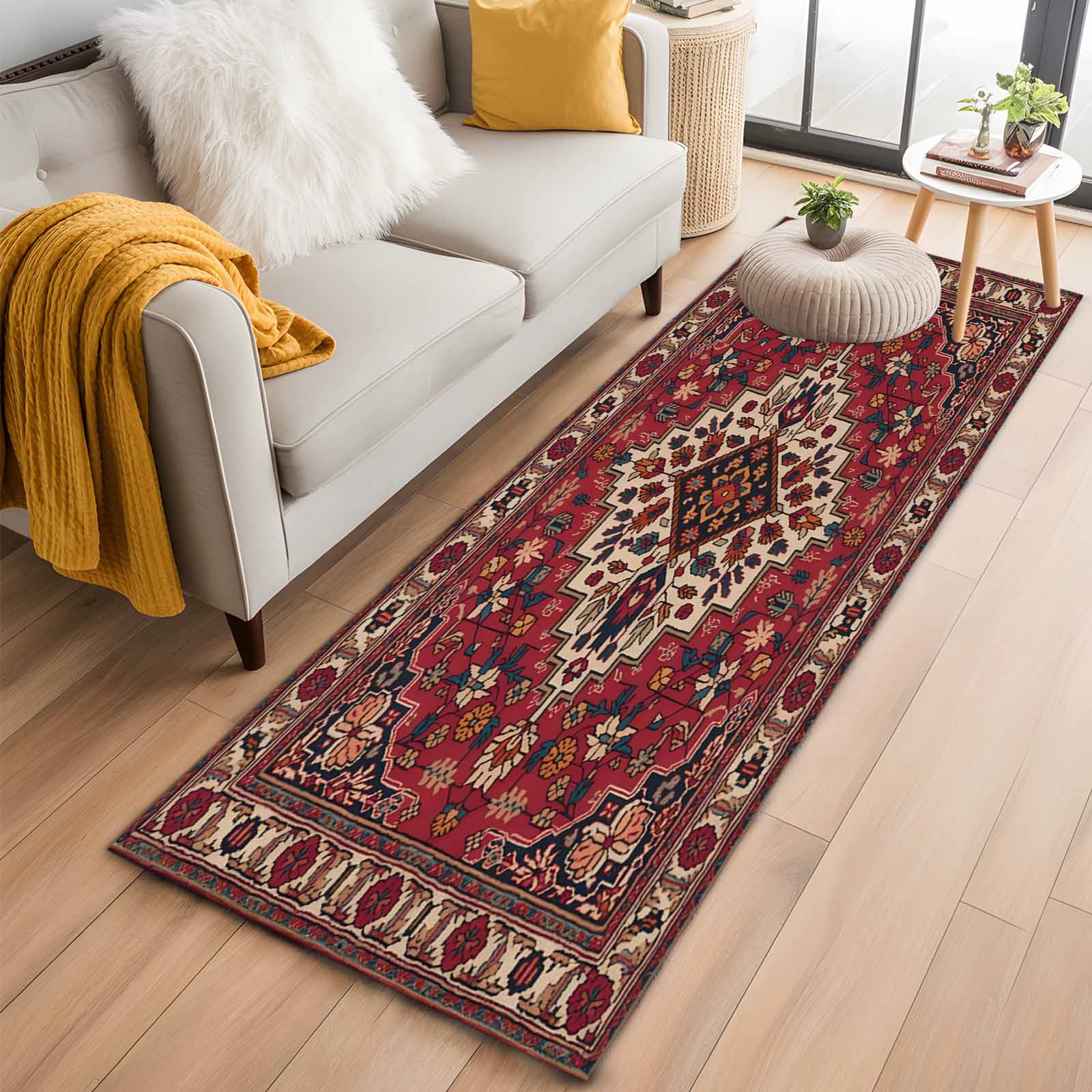Runner Rug 2 x 6 Ft, Country Boho Washable Non-Slip Floor Mat for Kitchen Hallway/Entryway, Farmhouse Ethnic Abstract Nation Aesthetic Long Kitchen Runner Area Rugs for Living Room, Low-Profile