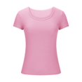 thumbnail image 3 of Timegard Ribbed Tops for Women Square Neck Short Sleeve Slim Tee Casual Going out Comfy Tops Solid Color, 3 of 5