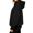 thumbnail image 5 of Womens Oversized Boxy Pullover Drop Shoulder Half Zip Hoodie with Kangaroo Pocket Cropped Hip Length Solid Casual Lounge Top, 5 of 6