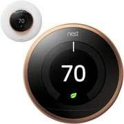 Google Nest Learning Smart Thermostat - 3rd Generation - Copper T3021US Bundle with elago Wall Plate Upgraded Wall Mount Cover Designed for Google Nest Learning Thermostat - Matte White