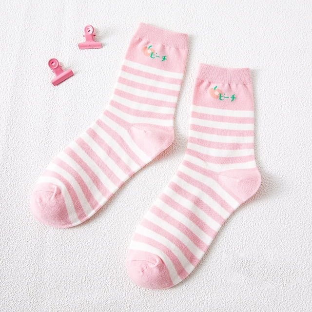 Womens To Keep Warm Sock Strawberry Printing Lightweight Cotton Athletic Socks