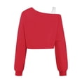 thumbnail image 3 of Girls Off Shoulder Sweatshirt Asymmetrical Long Sleeve Cute Crop Top for Kids, 3 of 5