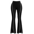 thumbnail image 5 of SeekIslan Womens Side Stripe Flare Leggings High Waist Split Hem Yoga Pants with Contrast Piping, 5 of 5