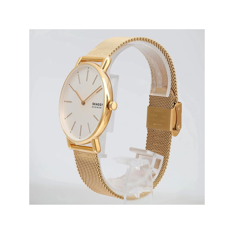 New Skagen Signatur 38mm Gold-Tone Steel White Dial Mesh  display picture 1