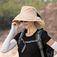 thumbnail image 3 of Wide Brim Shawl Design Adjustable Windproof Rope Fisherman Hat Women Lightweight Ponytail Hole Visor Hat, 3 of 10
