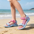 thumbnail image 2 of WAYUTE Girls Sandals Soft Sole Gradient Color Hook and Loop Lightweight Outdoor Design Stylish Beach Shoes for Big Kids Teen,Pink,11 Y-11.5 Y, 2 of 6