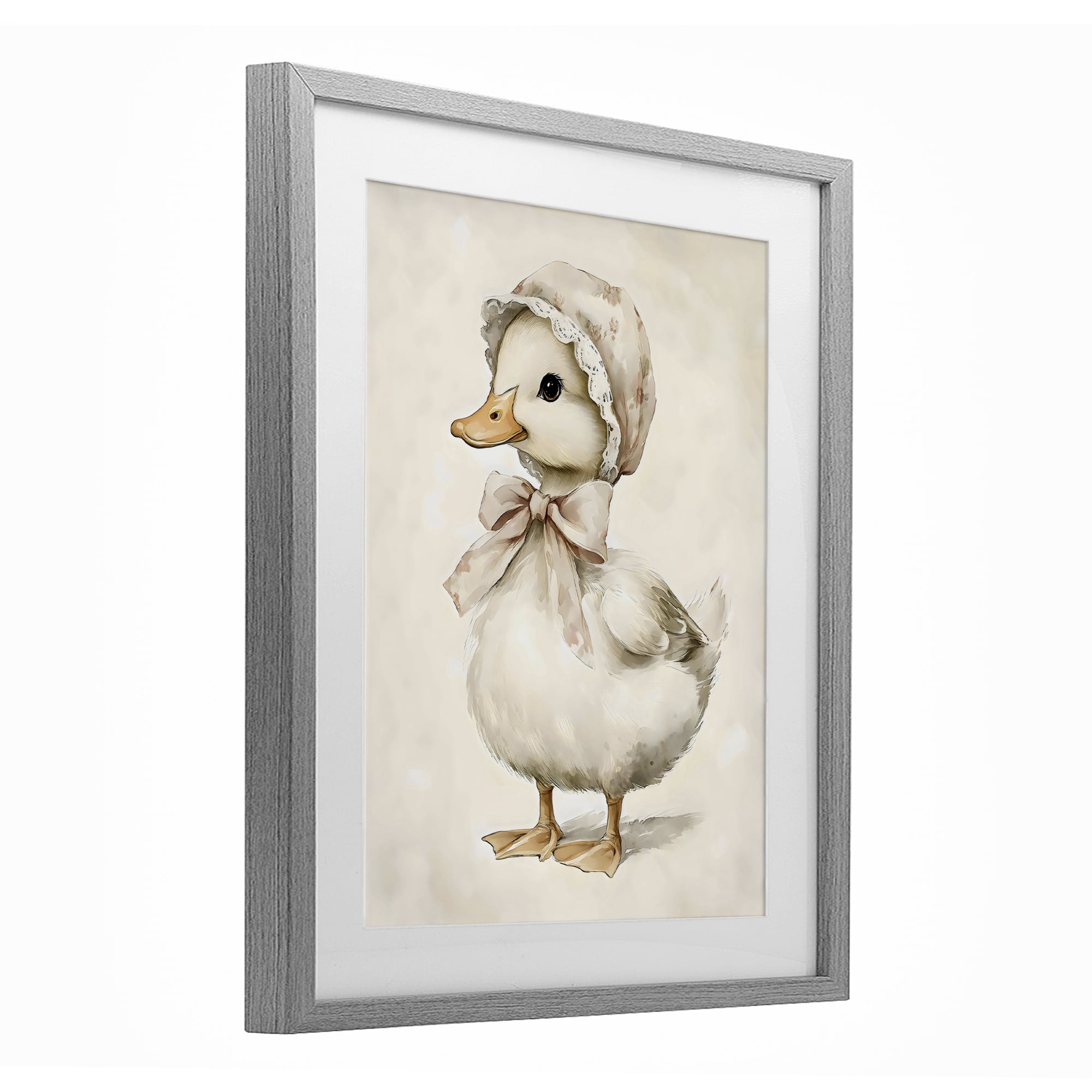 Stupell Industries Duck Wearing Bonnet Gray Framed Print Under Glass, design by Arlington Prints