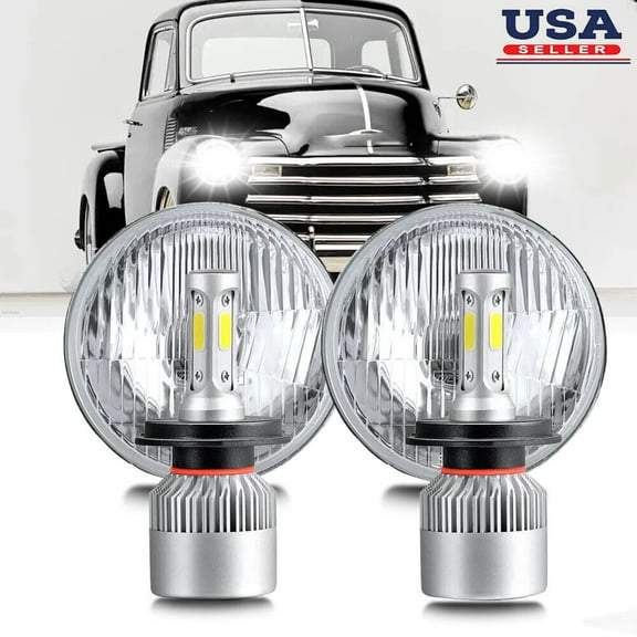 Pair 7"inch Round LED Headlights GLASS H4 Hi/Lo Beam For Chevy Truck 1947-1957