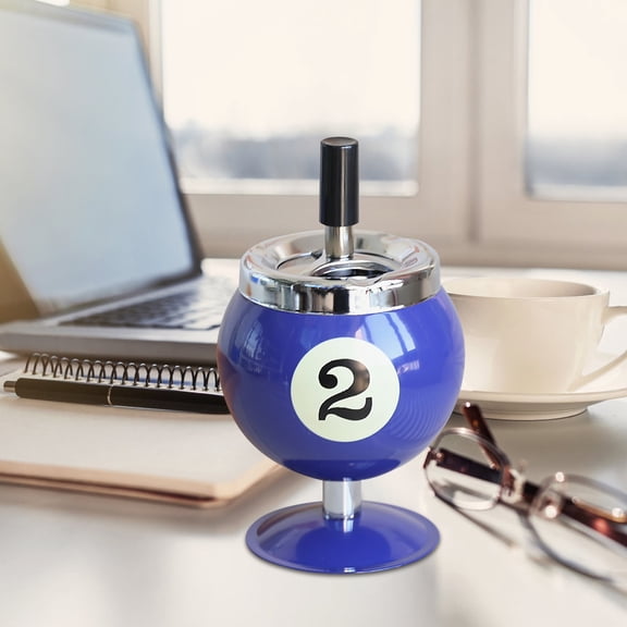 Push-Type Metal Ashtray With Lid, Ball-Shaped Smoking Ashtray For Home Office Dormitory Decoration, Press-Button Cigarette Ash Holder With Stable Base