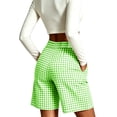thumbnail image 4 of Karymi Women's Shorts High Waist Gingham Bermuda Shorts, Back Elastic Waist Wide Leg Plaid Casual Shorts with Side Pockets, Summer Beach Vacation Shorts Summer Outfits, 4 of 6